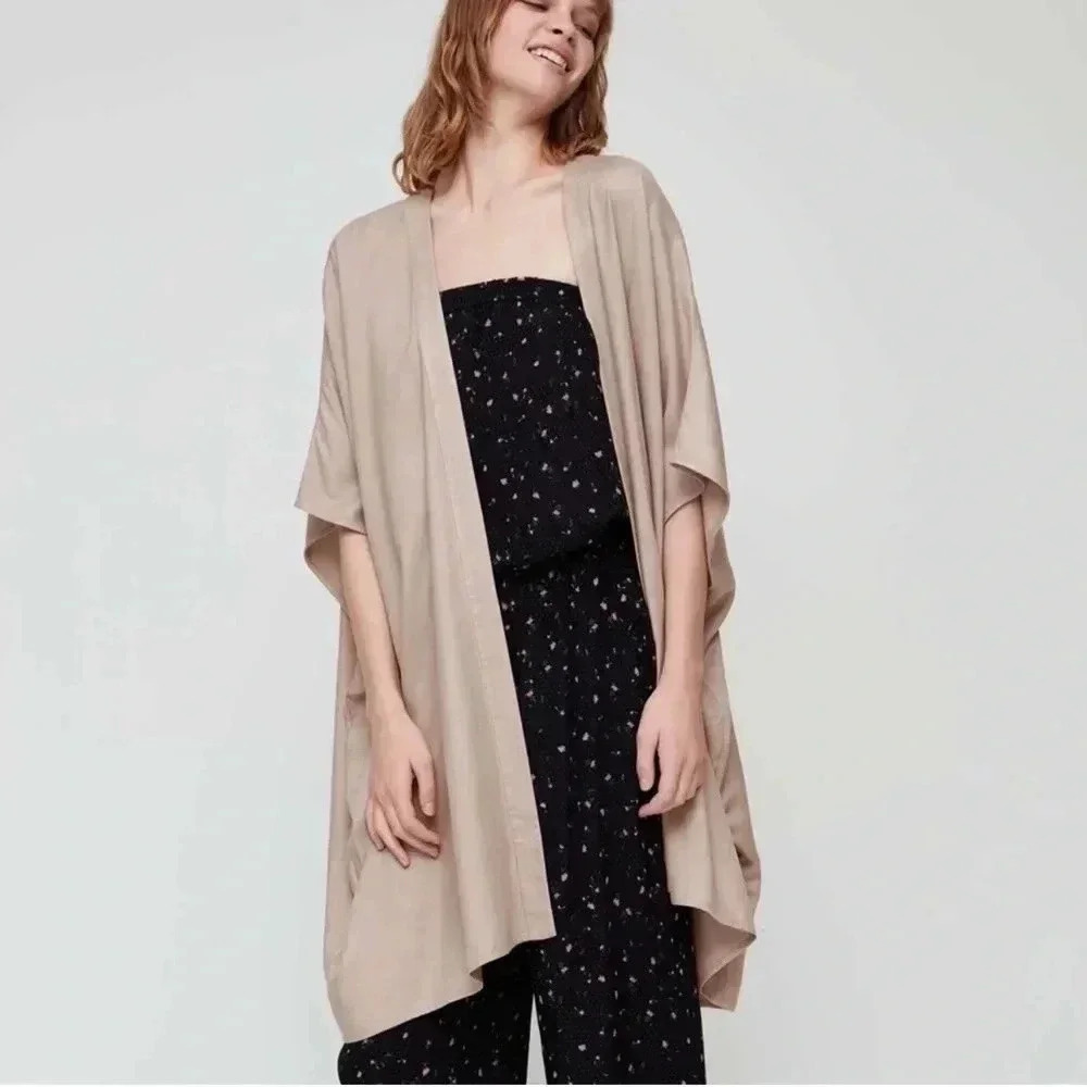 Sunday Best Aritzia taupe tan Aitken short sleeve  blouse cardigan XXS-XS